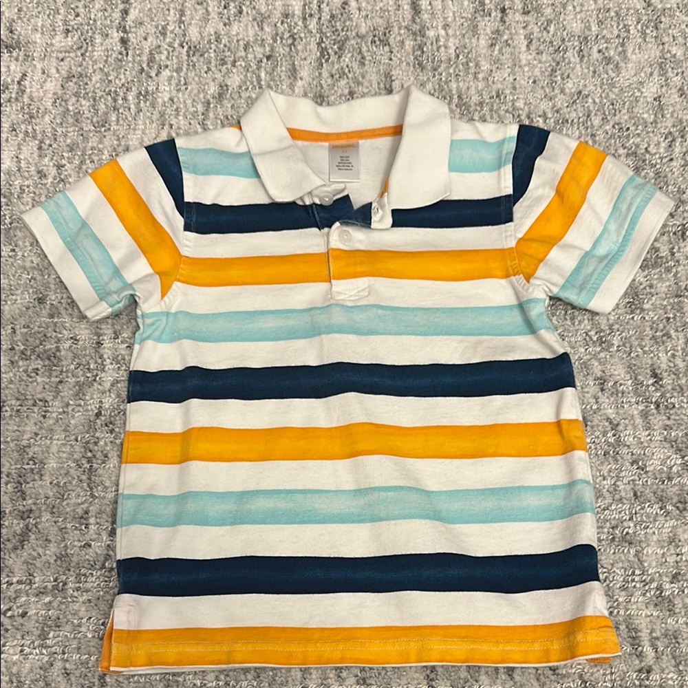 Gymboree Blue and Yellow Polo Shirt Casual Striped Design